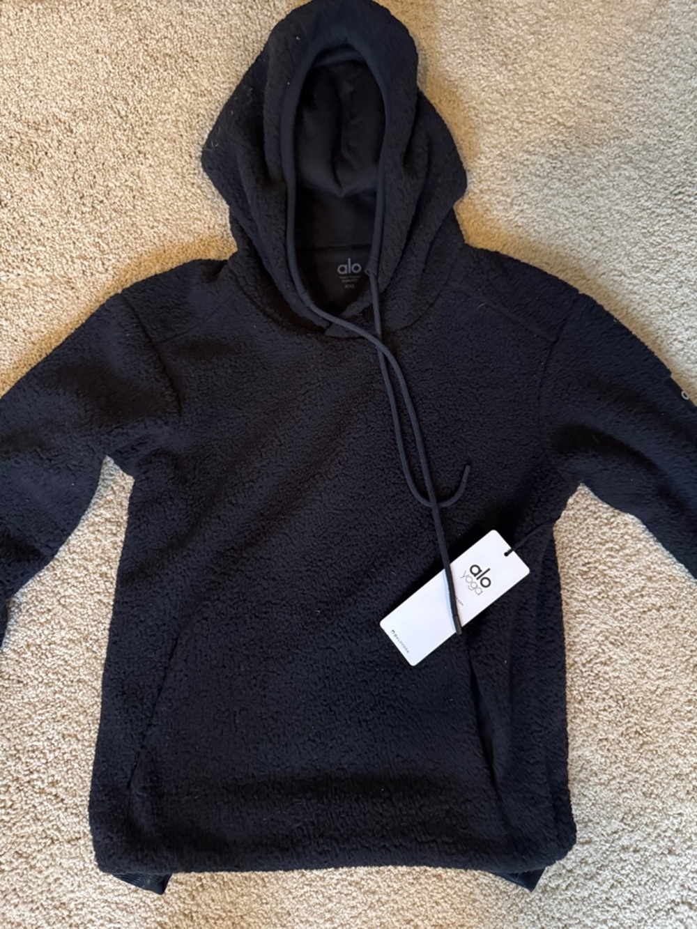 ALO Yoga Black Sherpa Pullover Hoodie NWT